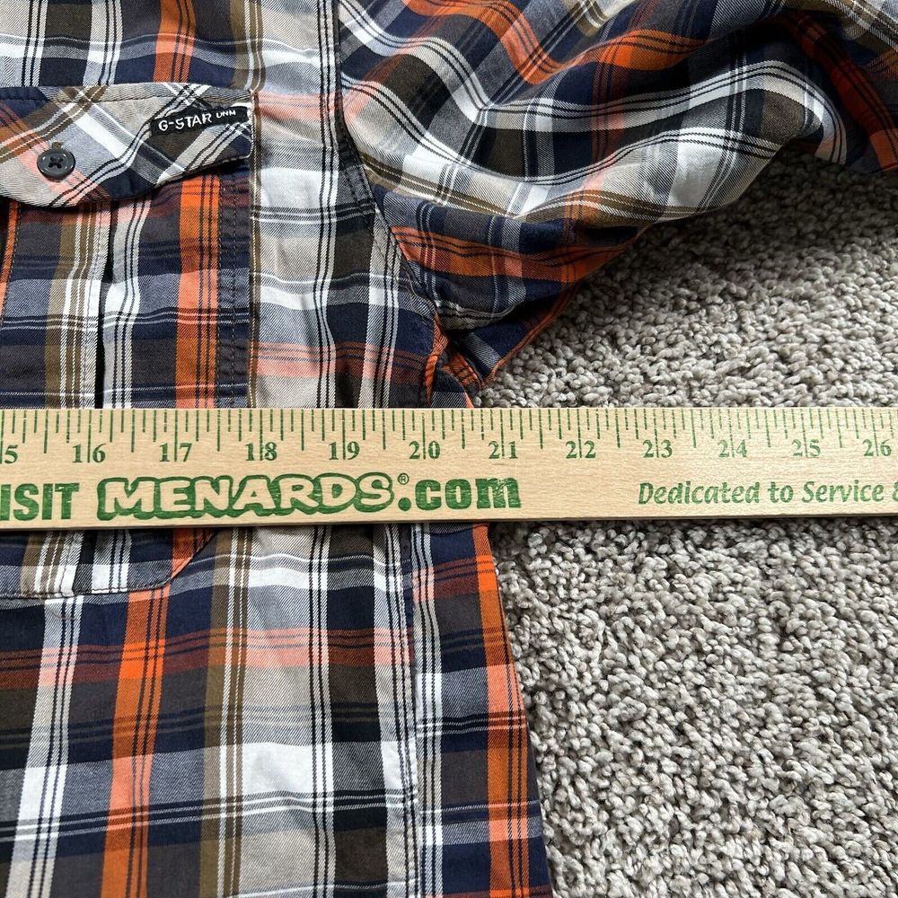 G Star Raw Shirt Mens XL‎ Orange Brown Flannel Classic Preppy Long Sleeve Casual - Picture 5 of 11